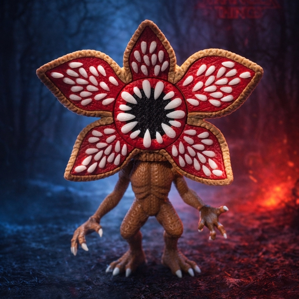 Demogorgon-Inspired Monster Figure with Knitted Texture – Horror Disp